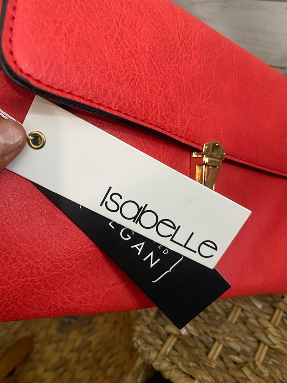 Isabelle Bright Orange/Red Faux-Leather Crossbody Clutch NWT❗️ - Picture 2 of 5